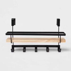 Brightroom -  Storage Rack Display Shelf with Hooks S Black